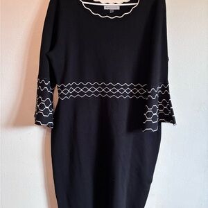 Danny & Nicole Elegant Black Dress with White Accents